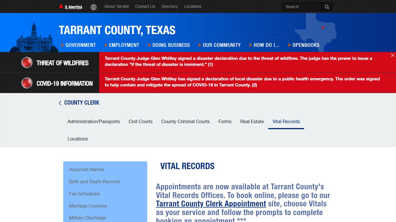 Vital Records - Tarrant County TX